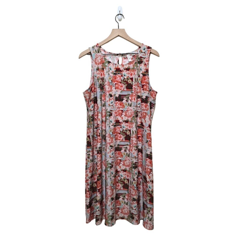 Tacera Floral Sleeveless Stretch Flowy Dress Sz L